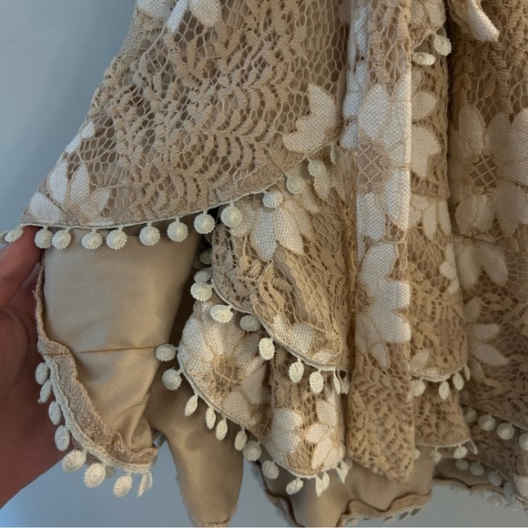 Selfie Leslie‎ Beige Flutter Sleeve Wrap V-Neck Mini Dress - Picture 6 of 7